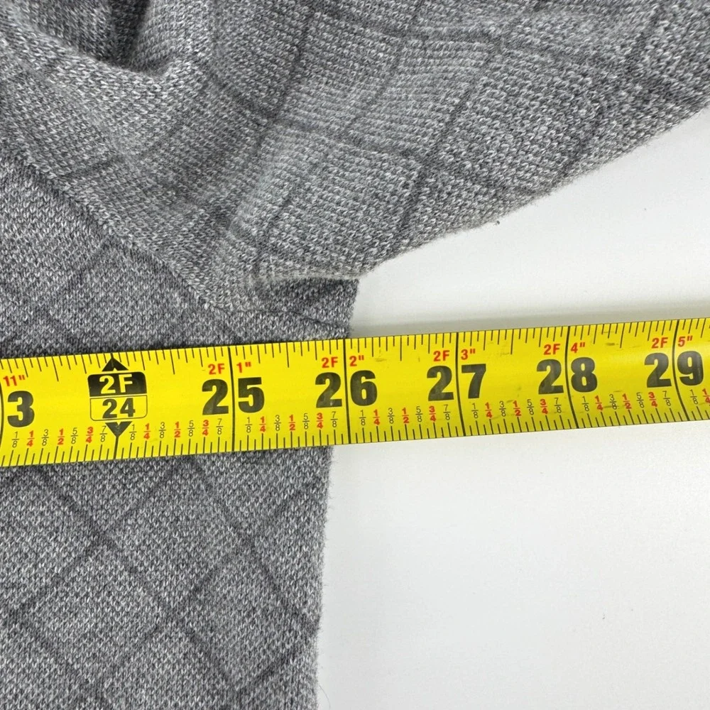 Lands End Mens XXL V Neck Sweater‎ Grey Diamond Knit Supima Cotton Long Sleeve